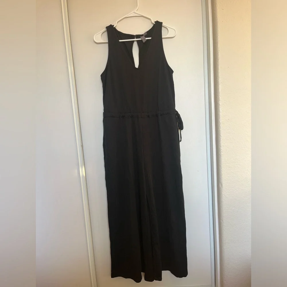New‎ Sweaty Betty Cruise Cupro V Neck Wide Leg Jumpsuit Black Size 8 - Picture 2 of 8